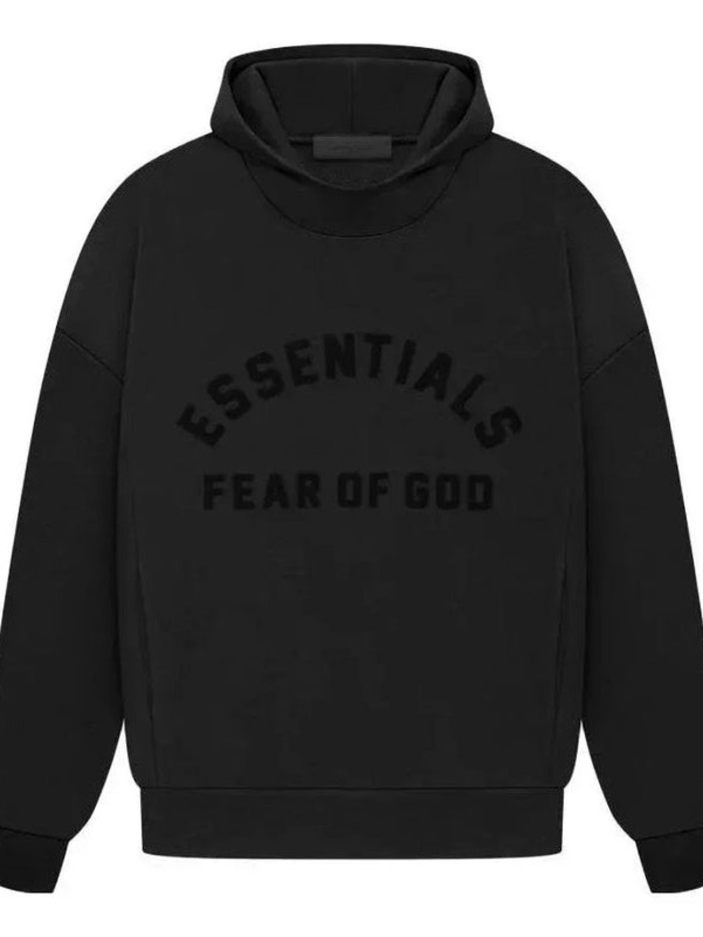 Fear of God Essentials Black Pullover Hoodie with Raised Logo